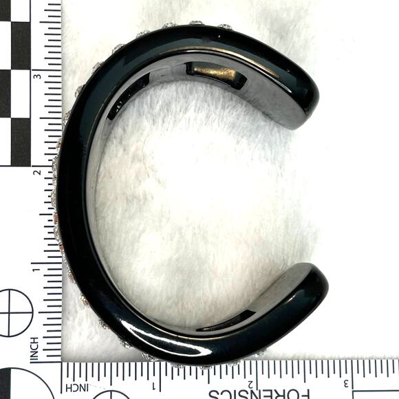 Reserved...NFS   Vintage Black Lucite Rhinestone Chunky Wide Cuff Bracelet - Picture 7 of 7